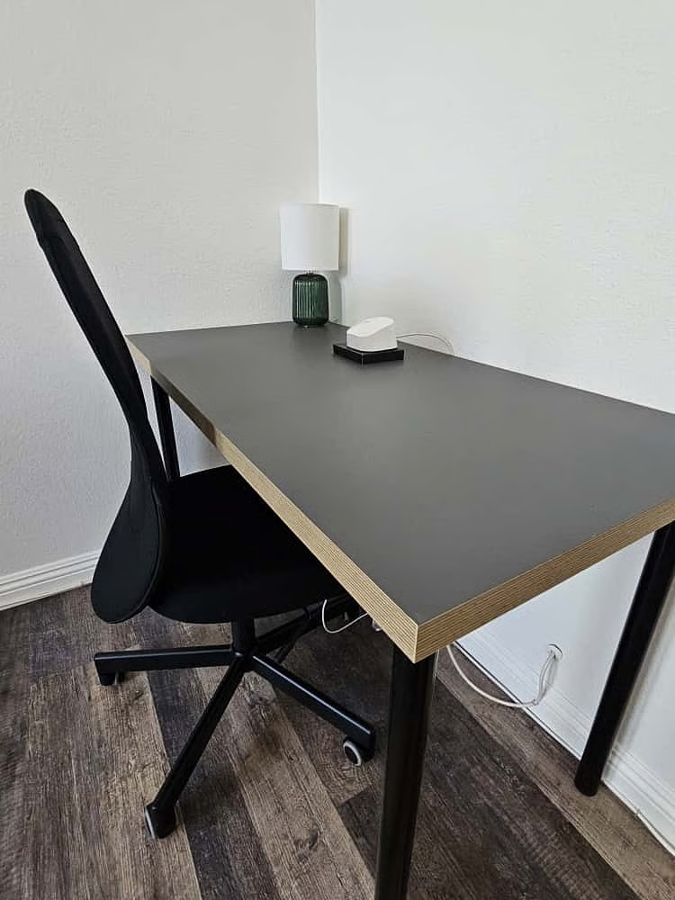 Dedicated desk and chair for work or study